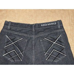 Old Skool Mens Black Denim Jeans Size 36 X 31 Y2K